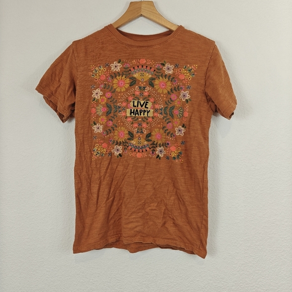 Natural Life Boyfriend Tee Shirt In Orange Boho "Live Happy" Size XS Women's - Picture 5 of 11